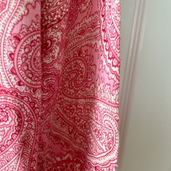 Pink Paisley Beaded Cardigan Sweater, Size MP - Picture 5 of 5